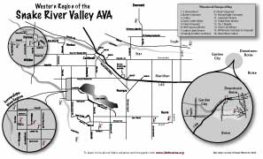 Map of Snake River Valley Wineries